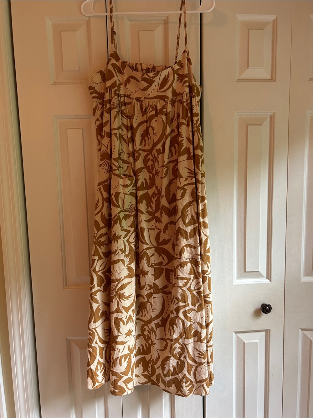 Madewell Cream and Brown Printed Sundress